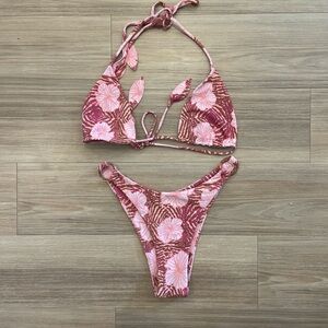 Benoa Swim Pink and Brown Floral Bikini